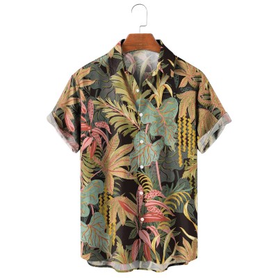 Men's Tropical Plant Hawaiian Short Sleeve Shirt