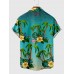 Full-Print Green Coconut Tree Printing Hawaiian Men's Short Sleeve Shirt