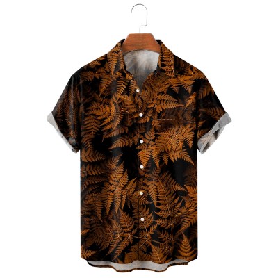 Men's Casual Printed Lapel Short Sleeve Shirt 04266509M