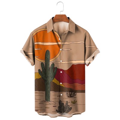 Desert Sunset Print Lapel Shirt 18672382X