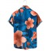 Men's Flower Printed Lapel Short Sleeve Shirt 13771661M