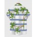 Strip and Coconut Tree Printing Men's Short Sleeve Shirt